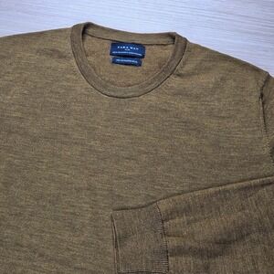 Zara Man Basic Crew Neck Long Sleeve Sweater M Brown 100% Extrafine Wool Preppy